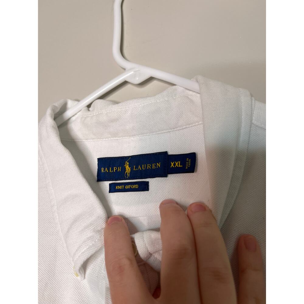 Ralph Lauren Blue White Knit Oxford Anchors Nautical Coastal Old Money Shirt XXL - Picture 2 of 5